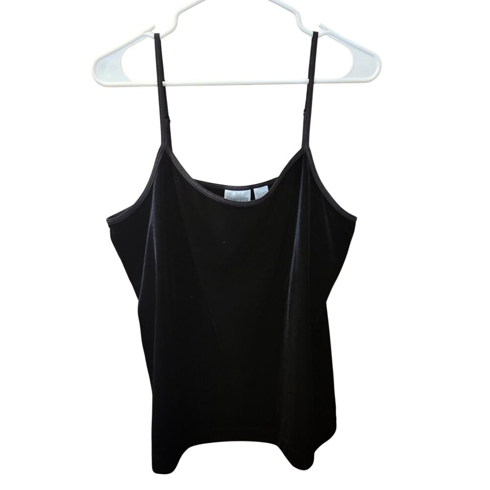 Chicos Black Velour Velvet Shelf Bra Cami Tank Top Size 3 XL